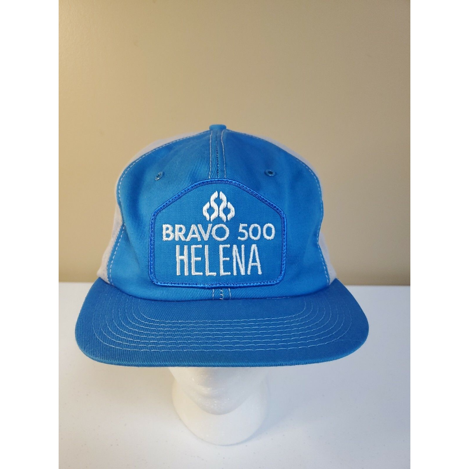 Vintage Bravo 500 K Brand Blue Patch Trucker Hat Farm Snapback Cap Usa